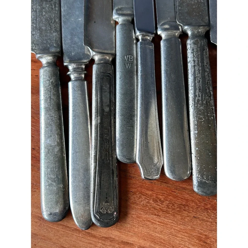 Vintage Mixed Pattern Stainless Dinner Knives Lot Wm A Rogers Aurora 20 pcs